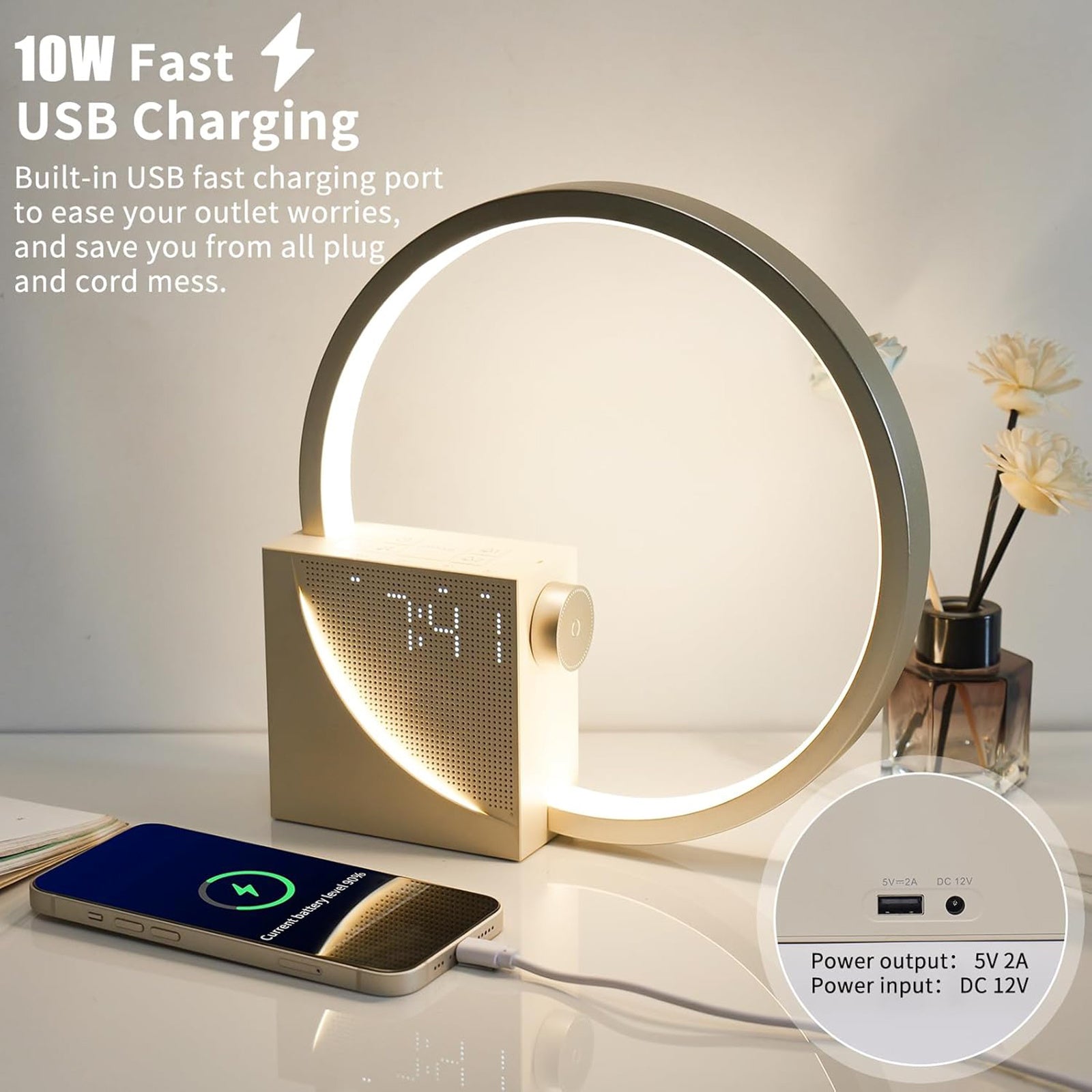 Alarm Clock White Noise - Touch Night Lamp